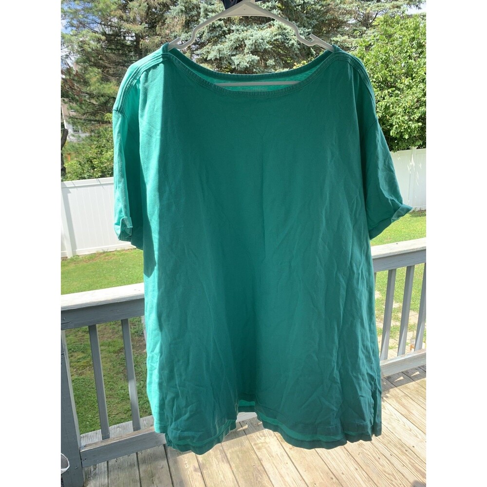 Woman Within 1X 22-24 Green T-Shirt Short Sleeve Solid Color New